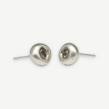 Load image into Gallery viewer, Rough diamond button stud earrings in sterling silver set with 0.80ct of natural grey rough diamonds, handcrafted in London by Tamara Gomez.