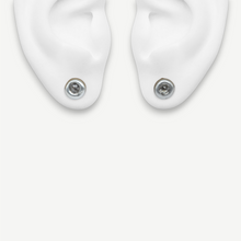 Load image into Gallery viewer, Rough diamond button stud earrings in sterling silver set with 0.80ct of natural grey rough diamonds, handcrafted in London by Tamara Gomez.