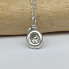 Load image into Gallery viewer, Rough diamond lozenge necklace in sterling silver set with a 0.40 carat natural grey rough diamond, handcrafted in London by Tamara Gomez.