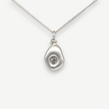Load image into Gallery viewer, Rough diamond talisman pendant in sterling silver set with a 0.40 carat natural grey rough diamond, handcrafted in London by Tamara Gomez.
