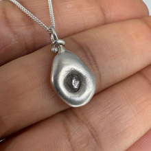 Load image into Gallery viewer, Rough diamond talisman pendant in sterling silver set with a 0.40 carat natural grey rough diamond, handcrafted in London by Tamara Gomez.