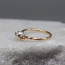 Load image into Gallery viewer, Bespoke abacus ring in gold and silver by Tamara Gomez with moving textured silver bead