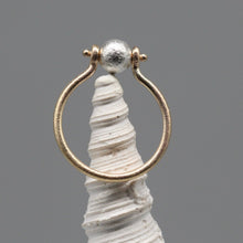 Load image into Gallery viewer, Bespoke abacus ring in gold and silver by Tamara Gomez with moving textured silver bead