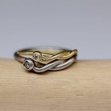 Load image into Gallery viewer, Bespoke snake wedding rings in platinum and 18ct gold by Tamara Gomez