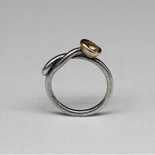 Load image into Gallery viewer, Tamara Gomez RD109 rough diamond molten set snake ring side view in sterling silver and 14ct yellow gold