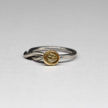 Load image into Gallery viewer, Tamara Gomez RD109 rough diamond molten set snake ring front view in sterling silver and 14ct yellow gold