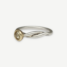 Load image into Gallery viewer,  RD109 rough diamond molten set snake ring in sterling silver and 14ct yellow gold by Tamara Gomez