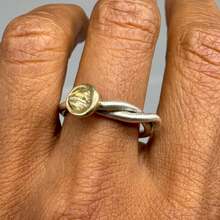 Load image into Gallery viewer,  RD109 rough diamond molten set snake ring in sterling silver and 14ct yellow gold by Tamara Gomez