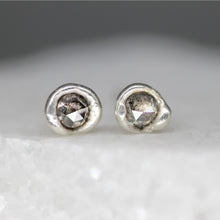 Load image into Gallery viewer, sculptural-rose-cut-diamond-stud-earrings-sterling-silver-MA111