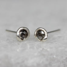 Load image into Gallery viewer, sculptural-rose-cut-diamond-stud-earrings-sterling-silver-MA111