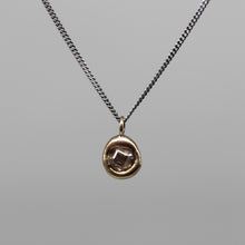 Load image into Gallery viewer, Sculptural 0.5ct rough diamond pendant in brushed gold on fine blackened silver chain, handcrafted in London by Tamara Gomez.