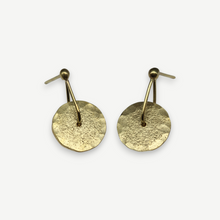 Load image into Gallery viewer, Textured 9ct yellow gold Sequin stud earrings handmade in North London