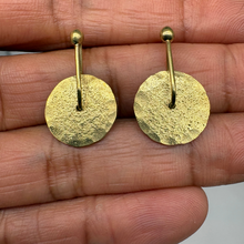 Load image into Gallery viewer, Organic gold Sequin stud earrings with frosted textured finish by Tamara Gomez