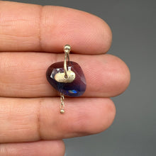 Load image into Gallery viewer, Single sequin earring featuring a violet and deep purple watercolour sapphire set in 9ct yellow gold, handcrafted in London by Tamara Gomez.