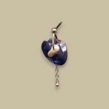 Load image into Gallery viewer, Single sequin earring featuring a violet and deep purple watercolour sapphire set in 9ct yellow gold, handcrafted in London by Tamara Gomez.
