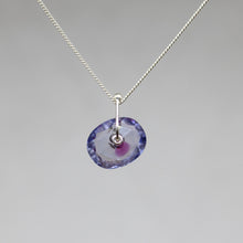 Load image into Gallery viewer, Lavender Mist watercolour sapphire sequin pendant necklace handcrafted in sterling silver by Tamara Gomez.