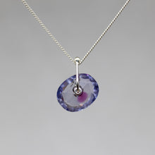 Load image into Gallery viewer, Lavender Mist watercolour sapphire sequin pendant necklace handcrafted in sterling silver by Tamara Gomez.
