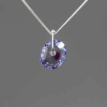 Load image into Gallery viewer, Violet watercolour sapphire sequin pendant necklace in sterling silver, handcrafted by Tamara Gomez.