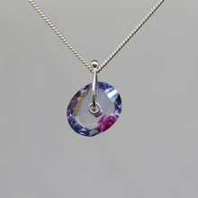 Load image into Gallery viewer, Lilac and violet watercolour sapphire sequin pendant necklace in sterling silver, handcrafted by Tamara Gomez.