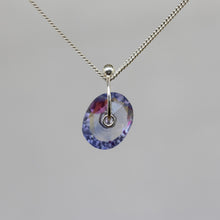 Load image into Gallery viewer, Deep violet watercolour sapphire sequin pendant necklace in sterling silver, handcrafted by Tamara Gomez.