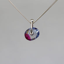 Load image into Gallery viewer, Soft purple watercolour sapphire sequin pendant necklace in sterling silver, handcrafted by Tamara Gomez.