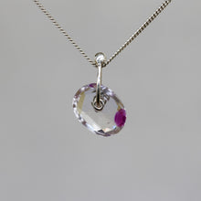 Load image into Gallery viewer, Pink violet watercolour sapphire sequin pendant necklace in sterling silver, handcrafted by Tamara Gomez.