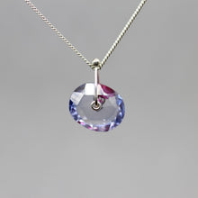 Load image into Gallery viewer, Violet Bloom watercolour sapphire sequin pendant necklace handcrafted in sterling silver by Tamara Gomez.