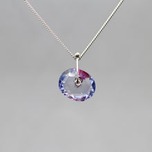 Load image into Gallery viewer, Violet Bloom watercolour sapphire sequin pendant necklace handcrafted in sterling silver by Tamara Gomez.
