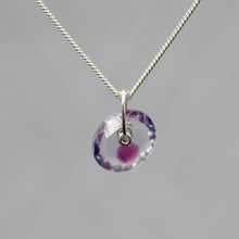 Load image into Gallery viewer, Lilac Blossom Watercolour Sapphire Sequin Pendant Necklace handcrafted in sterling silver by Tamara Gomez.