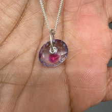 Load image into Gallery viewer, Lilac Blossom Watercolour Sapphire Sequin Pendant Necklace handcrafted in sterling silver by Tamara Gomez.