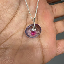 Load image into Gallery viewer, Lilac Blossom Watercolour Sapphire Sequin Pendant Necklace handcrafted in sterling silver by Tamara Gomez.