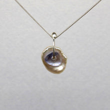 Load image into Gallery viewer, Watercolour sapphire and Keshi pearl sequin pendant necklace handcrafted in sterling silver by Tamara Gomez.
