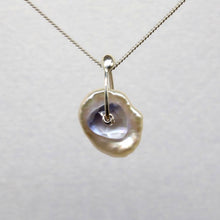 Load image into Gallery viewer, Watercolour sapphire and Keshi pearl sequin pendant necklace handcrafted in sterling silver by Tamara Gomez.