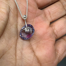 Load image into Gallery viewer, Lilac Whisper Watercolour Sapphire Sequin Pendant Necklace handcrafted in sterling silver by Tamara Gomez.