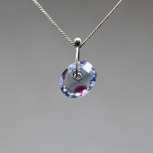 Load image into Gallery viewer, Lilac Whisper Watercolour Sapphire Sequin Pendant Necklace handcrafted in sterling silver by Tamara Gomez.