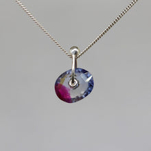 Load image into Gallery viewer, Fuchsia Bloom Watercolour Sapphire Sequin Pendant Necklace handcrafted in sterling silver by Tamara Gomez.