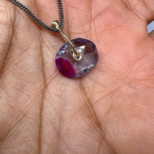 Load image into Gallery viewer, Fuchsia Bloom Watercolour Sapphire Sequin Pendant Necklace handcrafted in sterling silver by Tamara Gomez.
