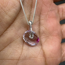 Load image into Gallery viewer, Fuchsia Drop Watercolour Sapphire Sequin Pendant Necklace handcrafted in sterling silver by Tamara Gomez.