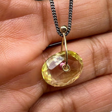 Load image into Gallery viewer, Primrose and Fuchsia watercolour sapphire Sequin pendant necklace handcrafted in sterling silver with a 9ct yellow gold fitting by Tamara Gomez.