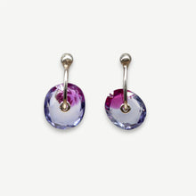 Load image into Gallery viewer, One of a kind Lilac and Fuchsia Watercolour Sapphire Stud Earrings handcrafted in sterling silver by Tamara Gomez.