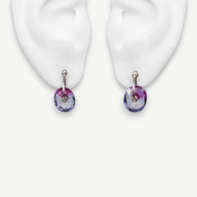 Load image into Gallery viewer, One of a kind Lilac and Fuchsia Watercolour Sapphire Stud Earrings handcrafted in sterling silver by Tamara Gomez.