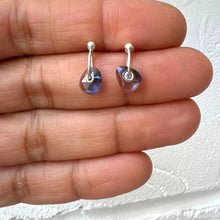 Load image into Gallery viewer, One of a kind Slate Blue Watercolour Sapphire Stud Earrings handcrafted in sterling silver by Tamara Gomez.