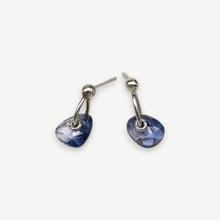Load image into Gallery viewer, One of a kind Slate Blue Watercolour Sapphire Stud Earrings handcrafted in sterling silver by Tamara Gomez.