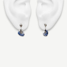 Load image into Gallery viewer, One of a kind Slate Blue Watercolour Sapphire Stud Earrings handcrafted in sterling silver by Tamara Gomez.