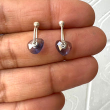 Load image into Gallery viewer, One of a kind Dusky Blue Watercolour Sapphire Stud Earrings handcrafted in sterling silver by Tamara Gomez.