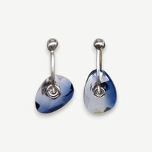 Load image into Gallery viewer, One of a kind Asymmetrical Slate Blue Watercolour Sapphire Stud Earrings handcrafted in sterling silver by Tamara Gomez.

