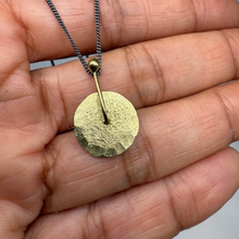Load image into Gallery viewer, Handcrafted mixed-metal Sequin pendant necklace in yellow gold and sterling silver