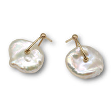 Load image into Gallery viewer, Handcrafted Keshi pearl stud earrings in solid 9ct yellow gold