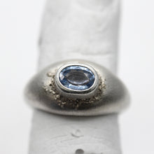 Load image into Gallery viewer, Low Domed Bombé Ring in Sterling Silver with Oval Blue Sapphire