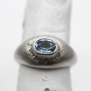 Low Domed Bombé Ring in Sterling Silver with Oval Blue Sapphire